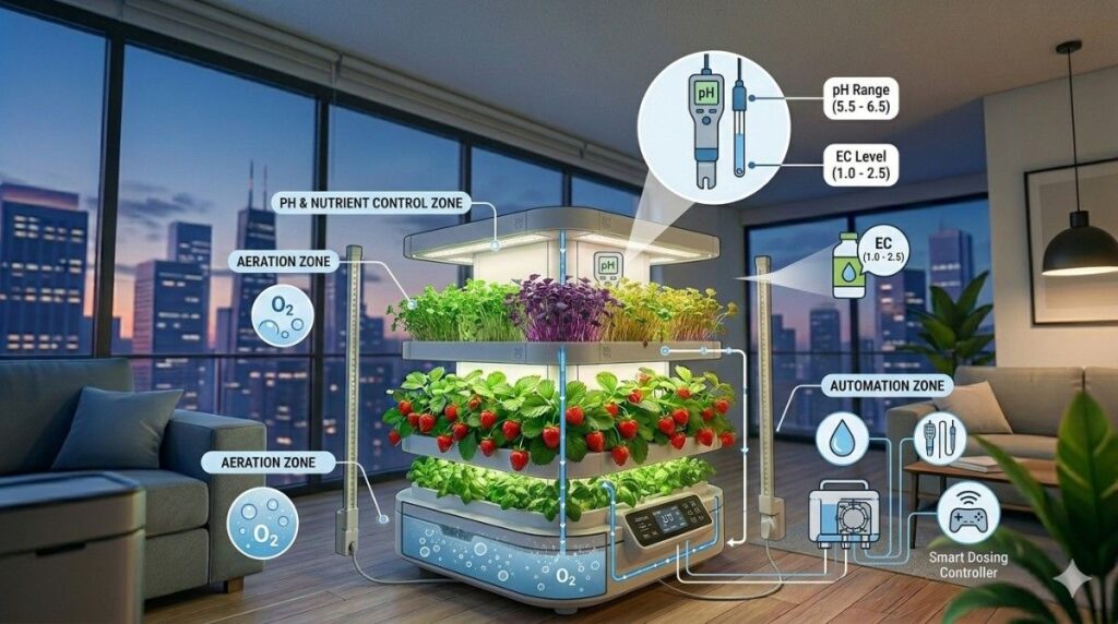 Comparison of top-down versus continuous vertical LED light distribution.