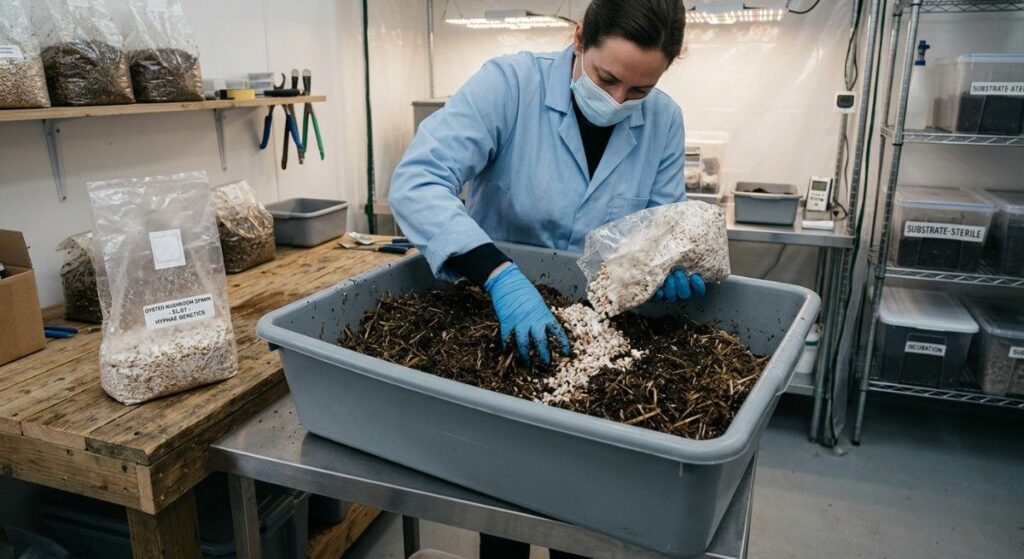 mixing-mushroom-spawn-substrate-indoor-mushroom-cultivation