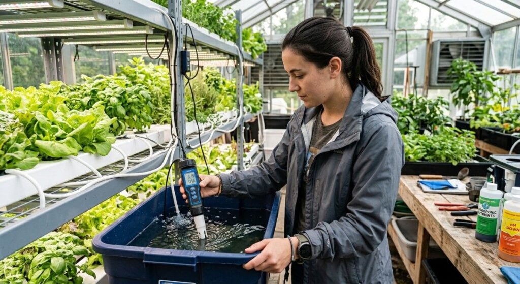 using-digital-pH-tester-check-hydroponic-system-water-quality