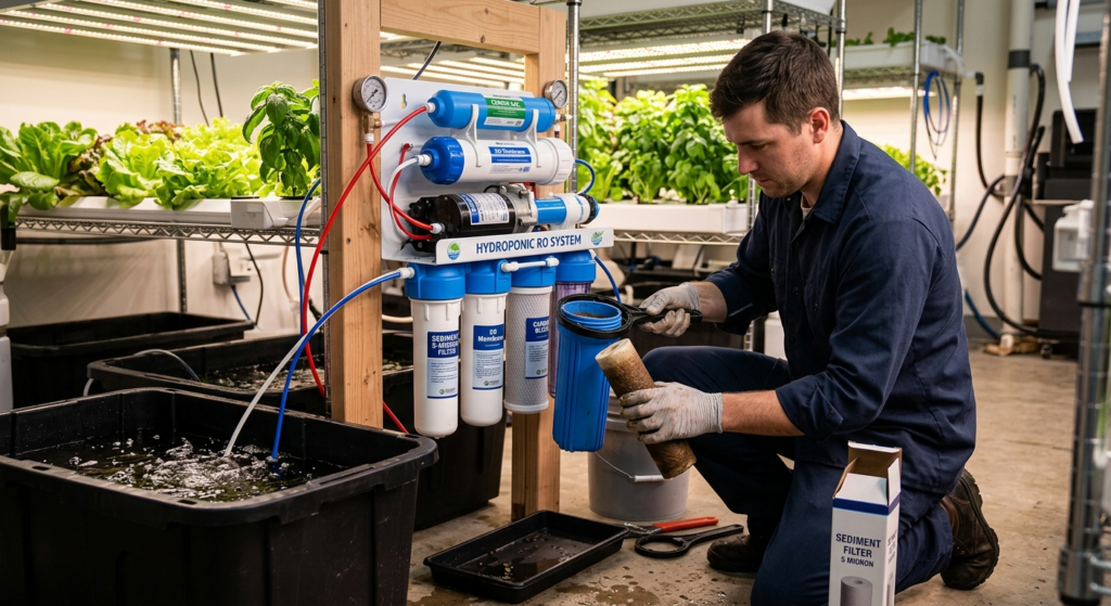 adding-plant-nutrients-water-filtered-hydroponic-reverse-osmosis-system